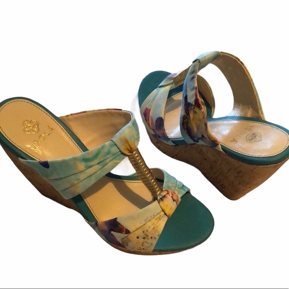 Isola wedge platform sandals. Blue, sz 6 - Picture 1 of 7